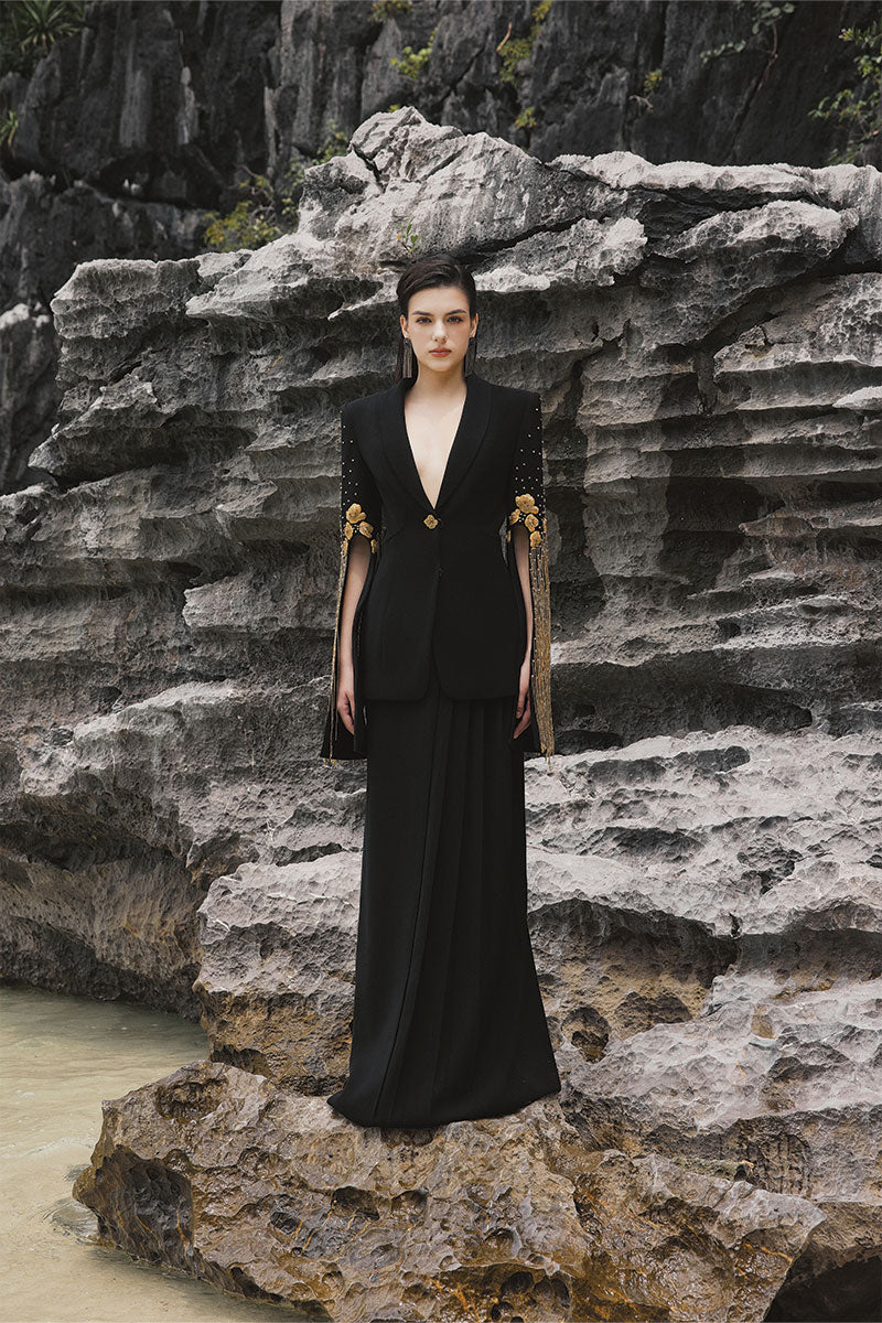 CREPE DRESS WITH SHAWL - CULT MIA