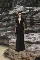 Lune De Soie crepe co-ord dress with matching shawl, elegant and flowing fabric, in a stylish and sophisticated design.