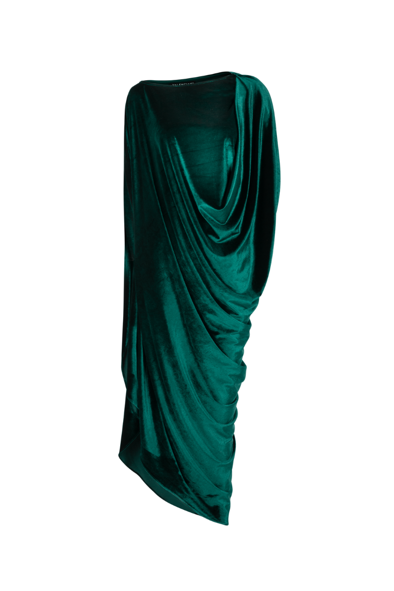 ASYMMETRICAL SIDE-DRAPED MIDI DRESS - CULT MIA