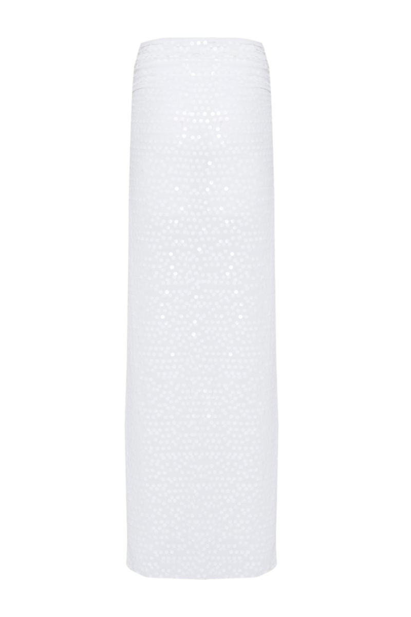 SEQUIN LIGHT MAXI SKIRT IN WHITE - CULT MIA