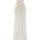 White Halcyon maxi dress by POEM, flowing fabric, sleeveless design, elegant for summer or special occasions.