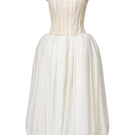 Petite ivory floral embroidered gown by Leicia, featuring delicate embroidery and a flowing silhouette.