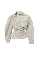 Leica twisted plaid top featuring a stylish pattern and relaxed fit, perfect for casual wear.