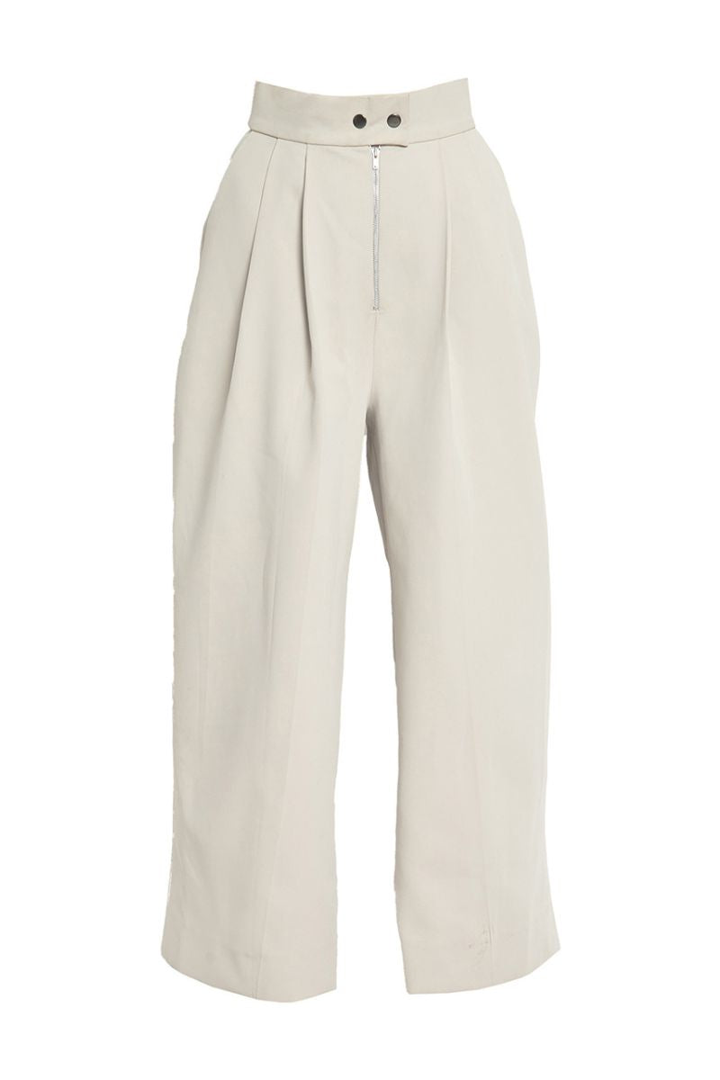 PLEATED FOG PANTS WITH EXPOSED ZIPPER - CULT MIA