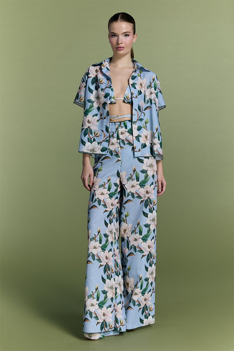Nur Karaata Tropic Twist co-ord set featuring a stylish matching top and pants in vibrant tropical print.