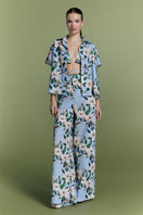 Nur Karaata Tropic Twist Co-ord Set featuring a matching top and pants with vibrant tropical print.
