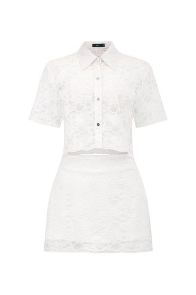 LEALIA WHITE LACE TOP AND SKIRT SET | CULT MIA | 21Six