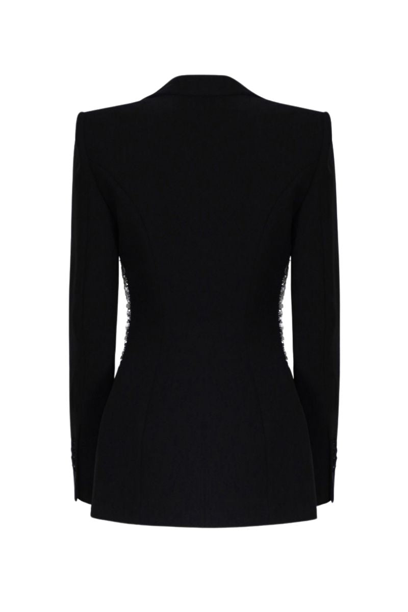 LEKIEU Cienne Black Blazer jacket, tailored fit with lapel collar and long sleeves, stylish and versatile for formal or casual wear