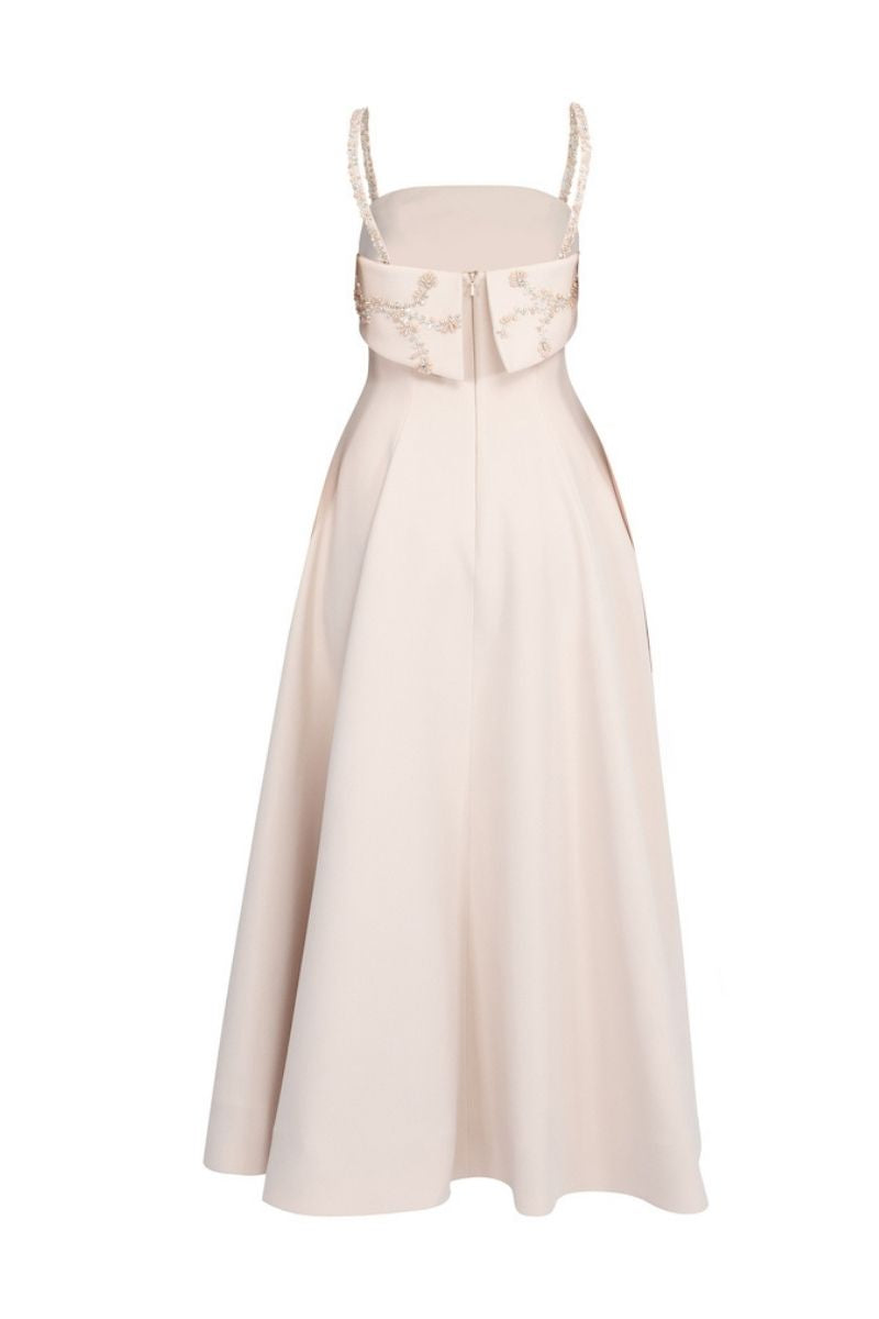NUDE STRAP SHOULDER MAXI DRESS - CULT MIA