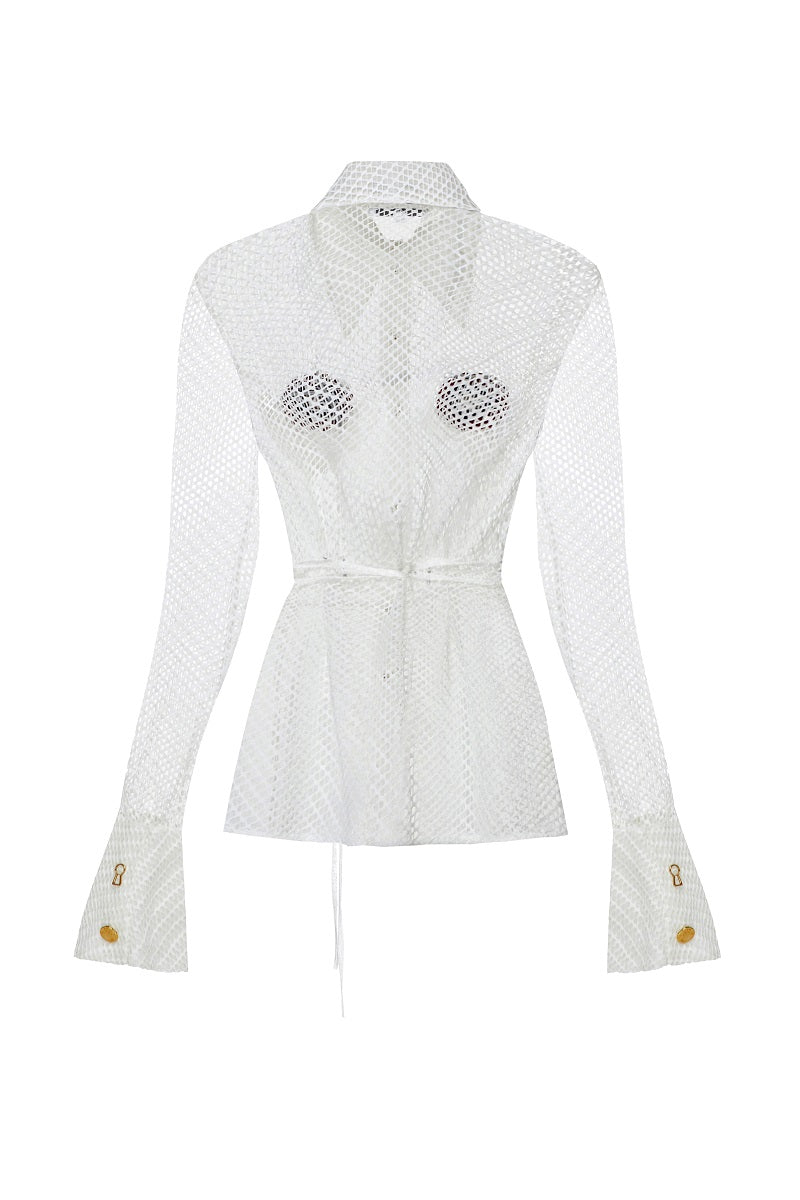 MESH SHIRT IN WHITE - CULT MIA