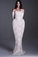 BALYKINA MUNA lace gown featuring intricate lace details and a flowing silhouette, perfect for elegant occasions.