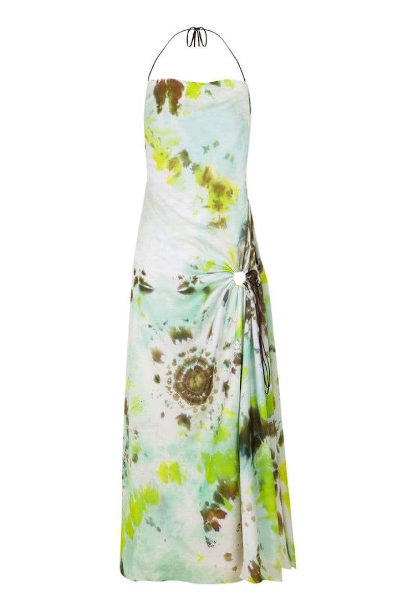 MULTICOLOR HANDMADE TIE DYE FLARE MIDI DRESS - CULT MIA