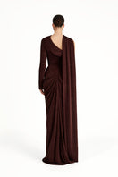 Khanum's brown gown from the KEMMIYE dress collection, featuring elegant fabric and detailed design.