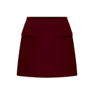 Nazlı Ceren Bordeaux mini skirt, stylish high-waisted skirt in deep burgundy, shown on a mannequin with front view and subtle fabric details.