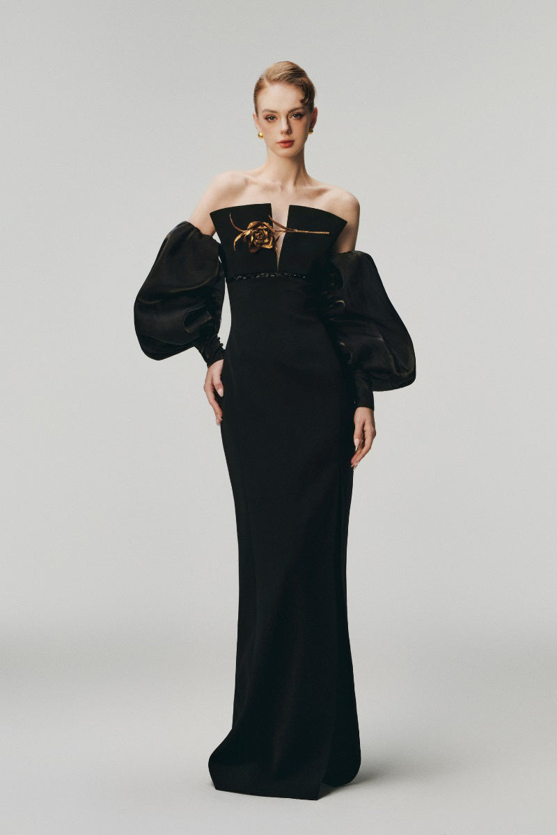 Margée Atelier Rose's Maxi Dress featuring floral fabric, flowing silhouette, and elegant design, perfect for summer or special occasions.