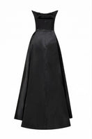 Black Thalassa Taffeta Dress by 21Six, elegant gown with a fitted bodice and flowing skirt, displayed on a mannequin.
