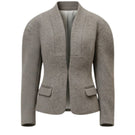 Lecia boxy collarless jacket featuring a modern, minimalist design with clean lines and a tailored fit.