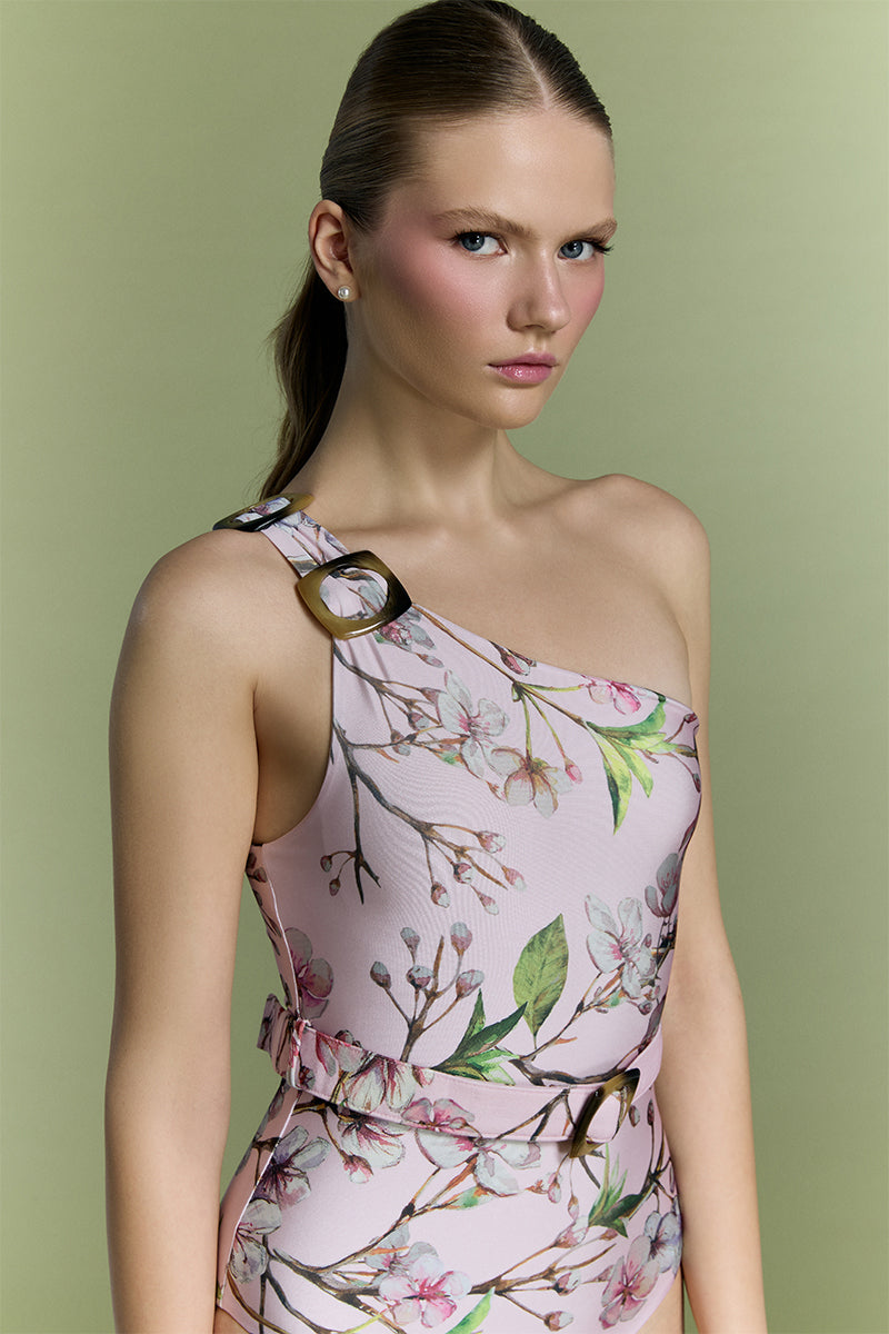 Nur Karaata Marbella Muse one-piece swimsuit featuring a stylish, patterned design and a flattering fit for beach or pool.