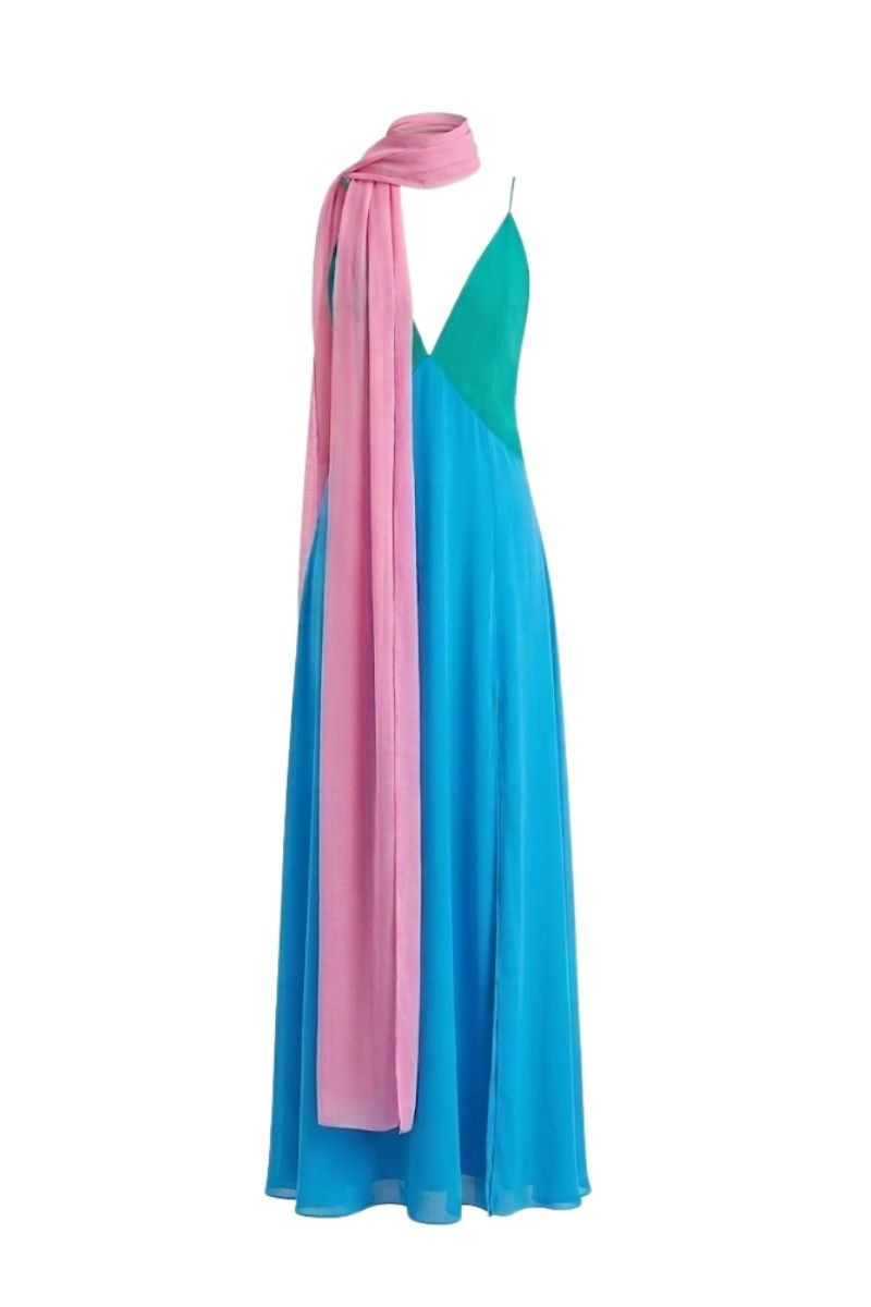 Sisters Tiffany maxi dress in dreamy pastel colors, flowing fabric, and elegant design perfect for summer occasions.