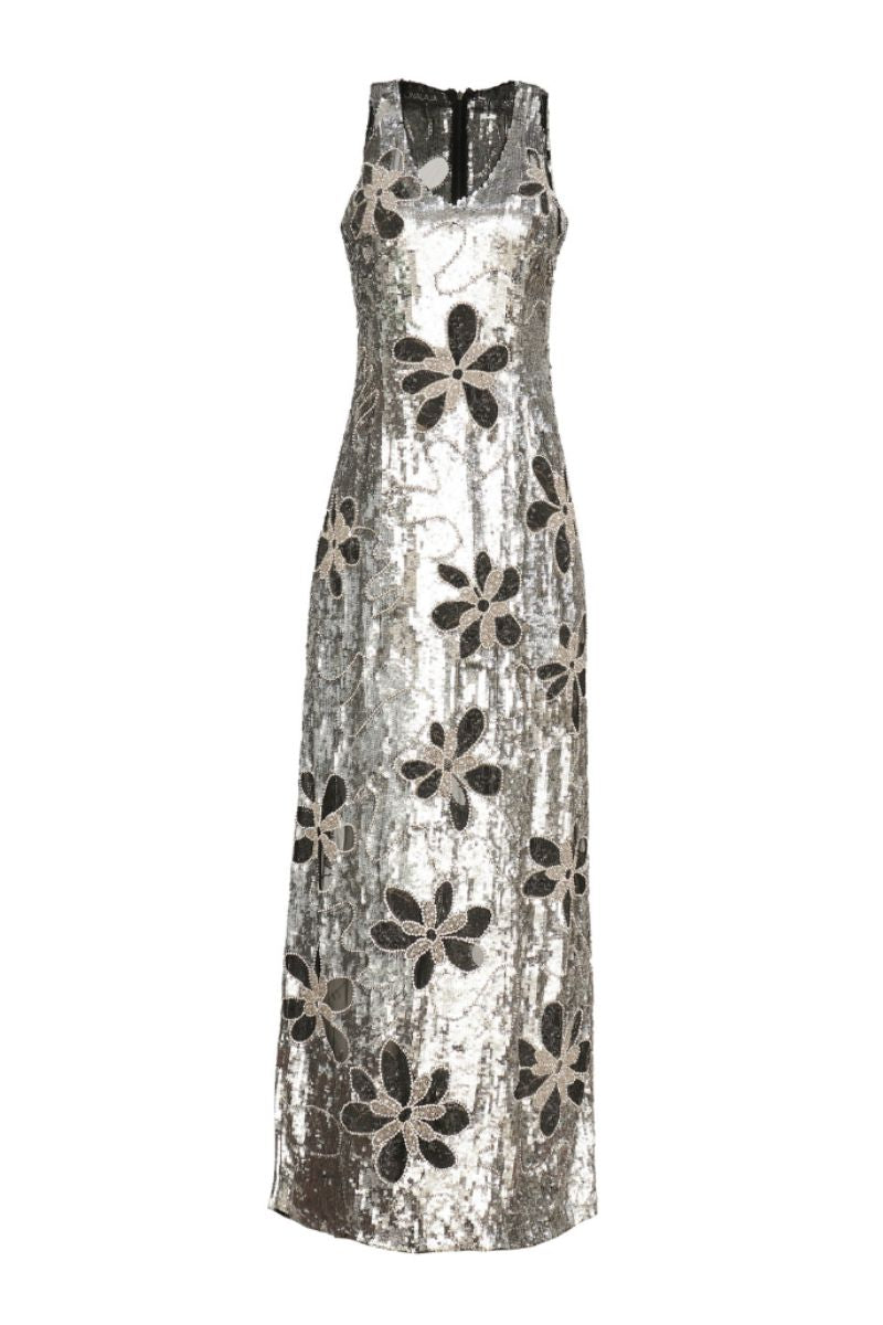 HALI MAXI DRESS IN SILVER - CULT MIA
