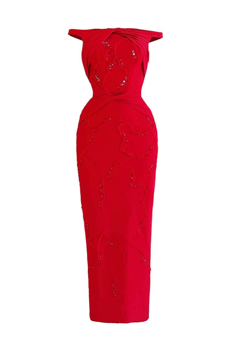 SCARLET BLOOM MIDI DRESS - CULT MIA