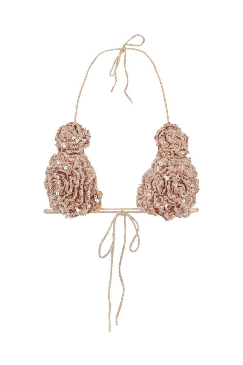CROCHET SEQUIN FLOWER BRA TOP - CULT MIA