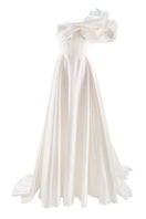 Monetre CULT MIA X Monetre asymmetrical flounce full gown skirt with layered fabric and elegant design, shown in a flowing silhouette.