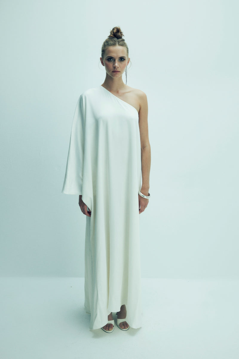 venus one shoulder dress VENUS GOWN - ONE SHOULDER CHIFFON DRESS