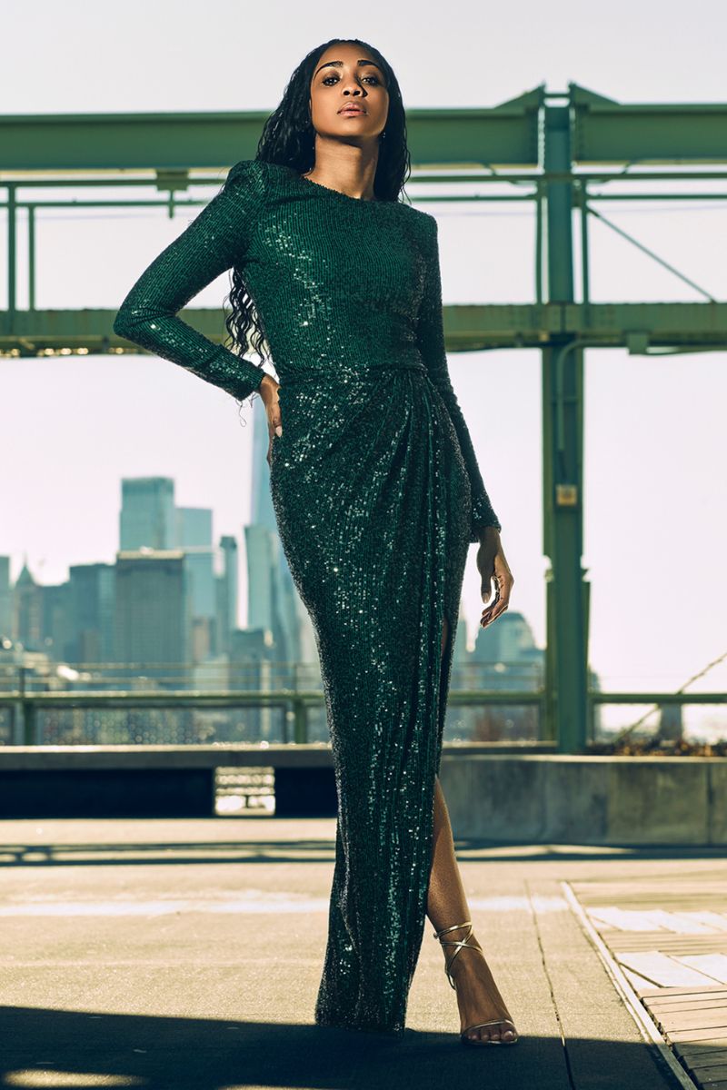 WRAP-EFFECT SEQUINED STRETCH-TULLE MIDI SKIRT - CULT MIA