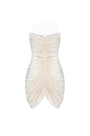 BEIGE EDEN MINI DRESS by BALYKINA featuring a fitted silhouette, short sleeves, and stylish mini length.