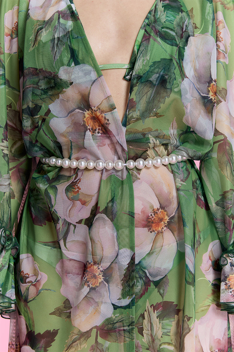 Nur Karaata Havana Glow beach cover-up dress with a flowing, lightweight fabric perfect for beach or poolside wear.