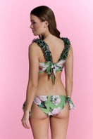 Nur Karaata Blossom Bikini with colorful floral print, triangle top and matching bottoms, ideal for summer beachwear.