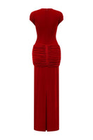 Elegant velvet gown from Arti Apparel featuring a flowing silhouette and rich fabric, suitable for formal occasions.