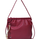 Red Melissa clutch leather bag by Double A, stylish shoulder bag with sleek design and compact size, perfect for evening use.