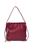 Red Melissa clutch leather bag by Double A, stylish shoulder bag with sleek design and compact size, perfect for evening use.