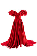 Red Monetre volume sculpted gown with fitted bodice and flowing skirt, elegant evening dress for formal occasions.