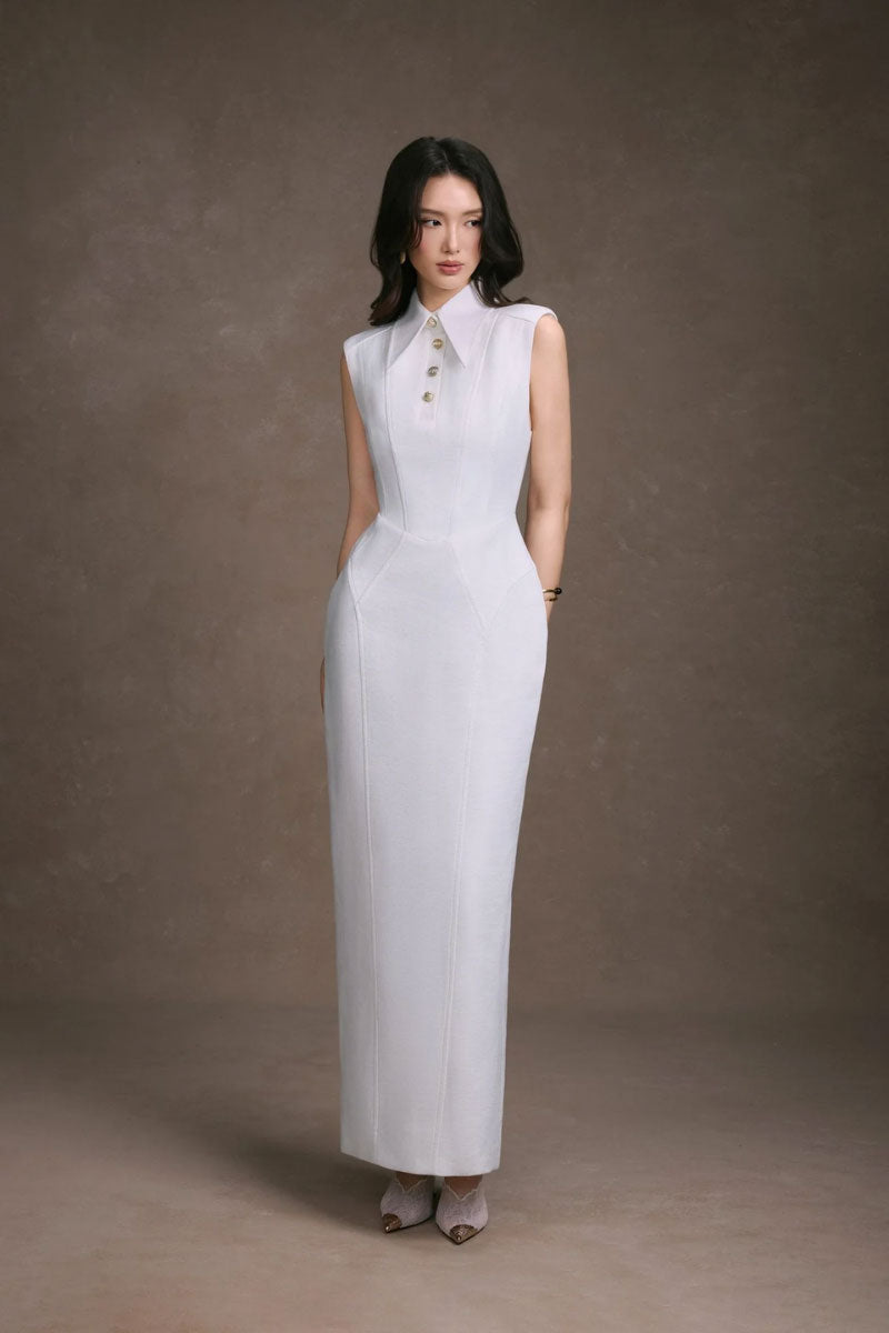 Keira Tong sleeveless maxi dress with a flowing silhouette, perfect for summer wear and casual outings.