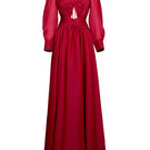 Elegant Scarlet Serenity gown by Do Long, flowing red dress with intricate details and a graceful silhouette.