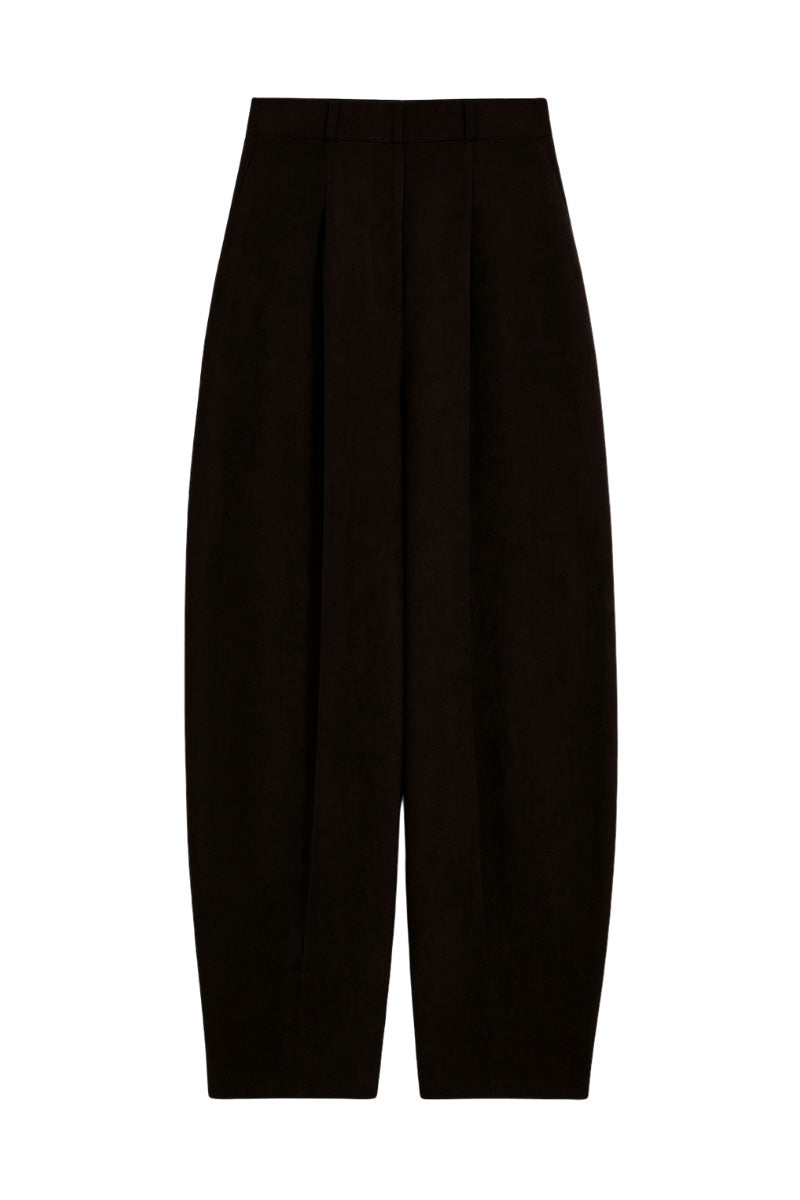 Leica balloon trousers, stylish wide-leg pants with a relaxed fit and balloon silhouette, shown in a neutral fabric and color.