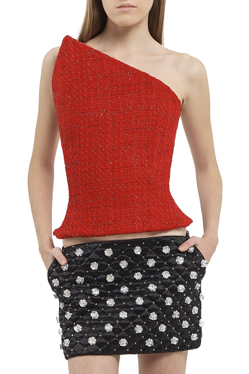 TWEED CORSET IN RED - CULT MIA