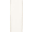 White soft crepe maxi skirt by Monika Dimova, flowing fabric with a full-length design and elegant silhouette.