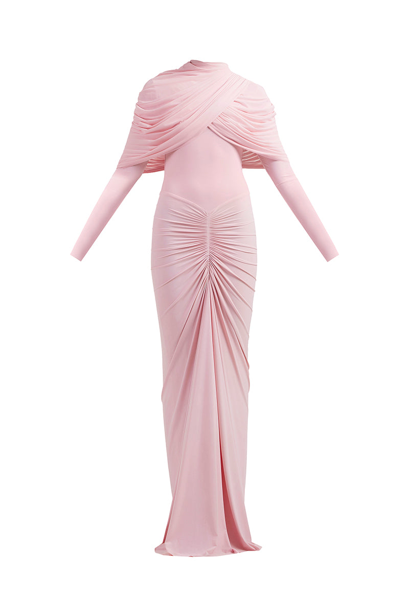 NOA DRAPED PINK GOWN - CULT MIA