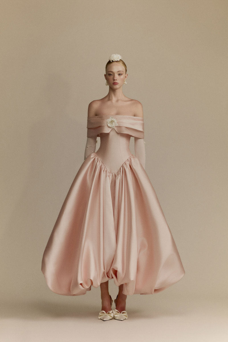 White Plan Veronica gown featuring elegant fabric and intricate design, perfect for formal occasions.