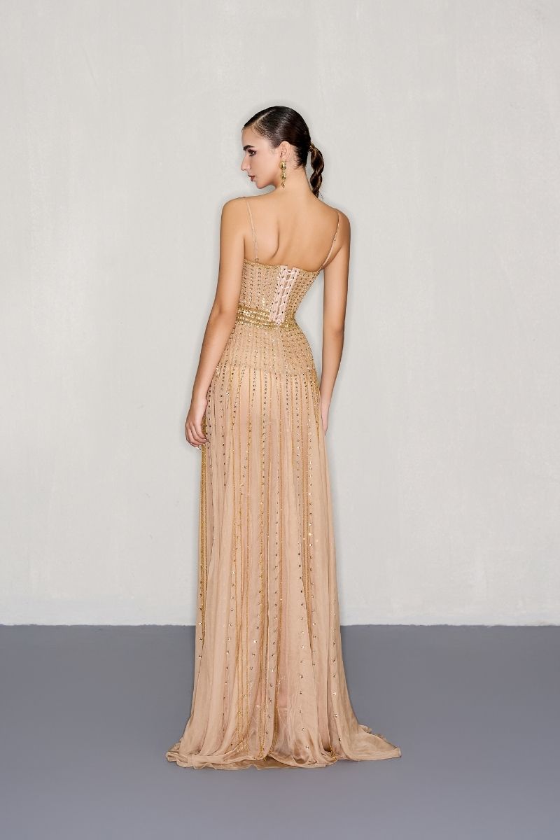 EMBELLISHED CORSET BODICE GOWN - CULT MIA