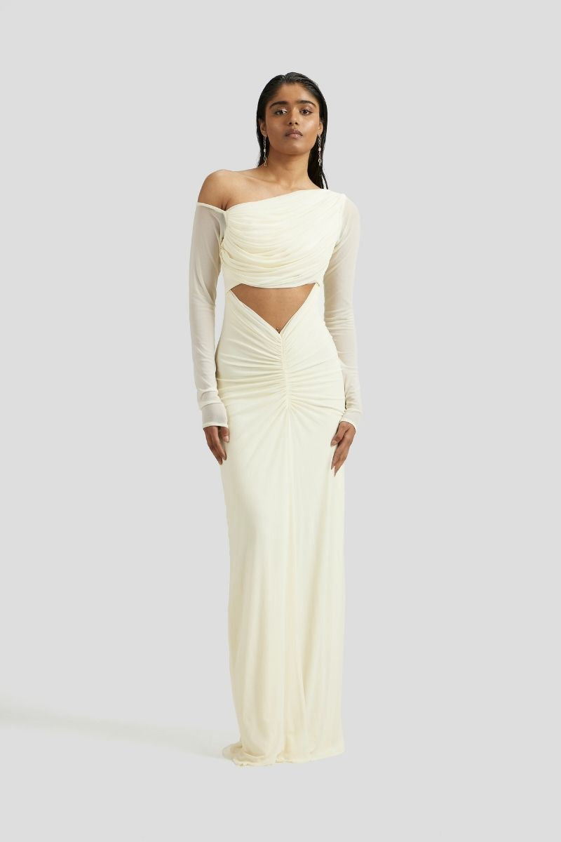 off white flowy dress PRISCILLA MAXI DRESS IN OFF WHITE | CULT MIA