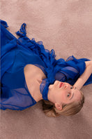 OvertheSea blue maxi dress with depth design, flowing fabric, and sleeveless style, perfect for casual or formal occasions.