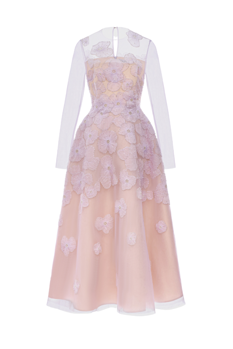 LIGHT PURPLE A-LINE TULLE MIDI DRESS