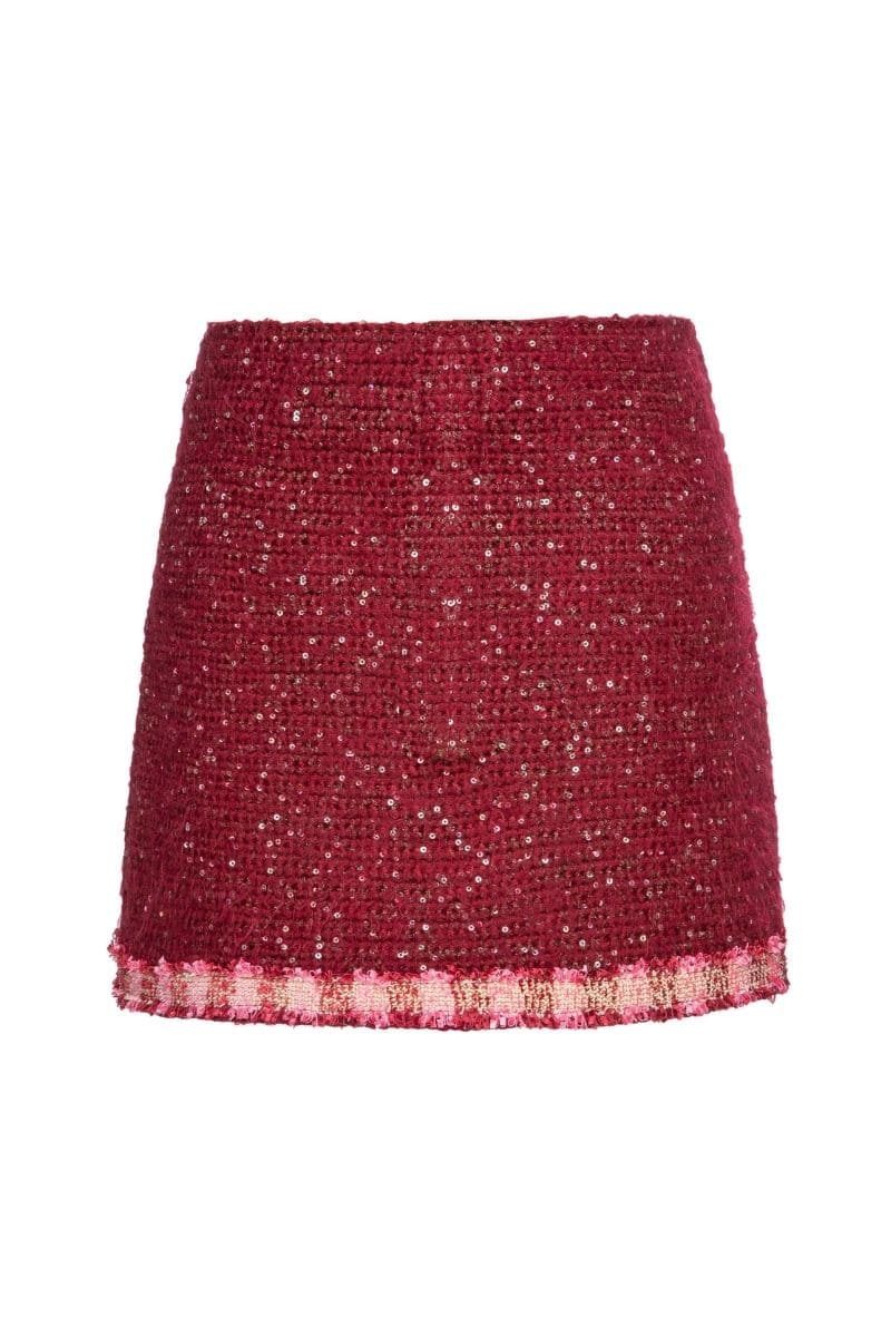 ROZANY RED KNITTED MINI SKIRT - CULT MIA