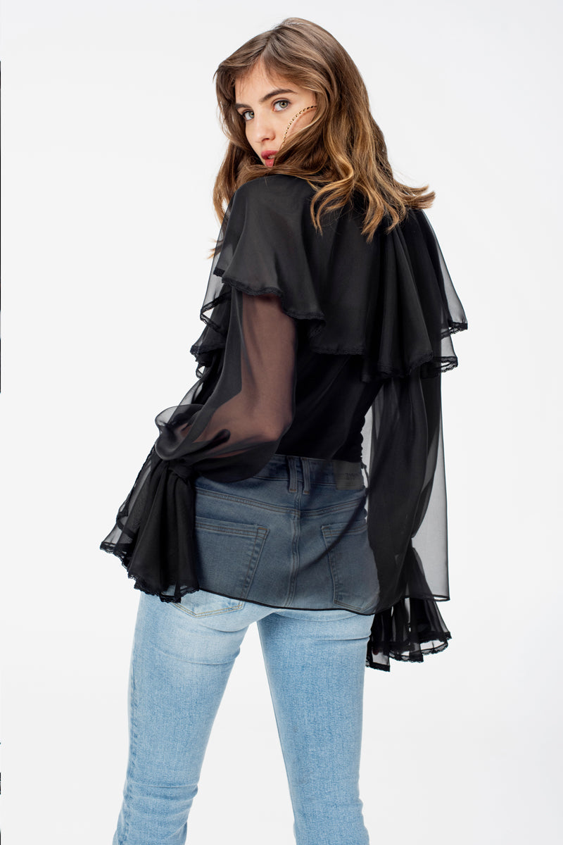 OCEAN OF THE TENDERNESS BLOUSE IN BLACK - CULT MIA