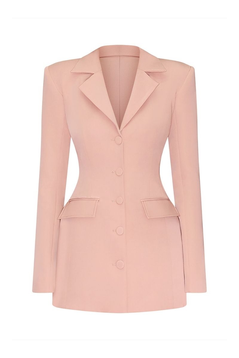 SHARP TAILORED STRUCTURED SHOULDERS JACKET DRESS - CULT MIA